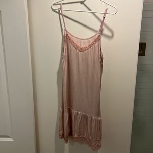 Pink Silk Vintage French Lace Slip